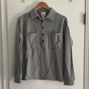 Gray Button-Up Fleece Shirt